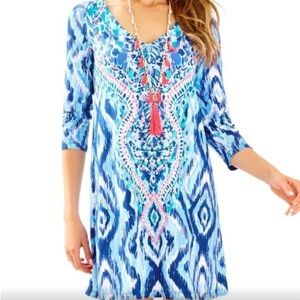 NWT LILLY PULITZER Ophelia dress blue swish skipped a beach large NEW
